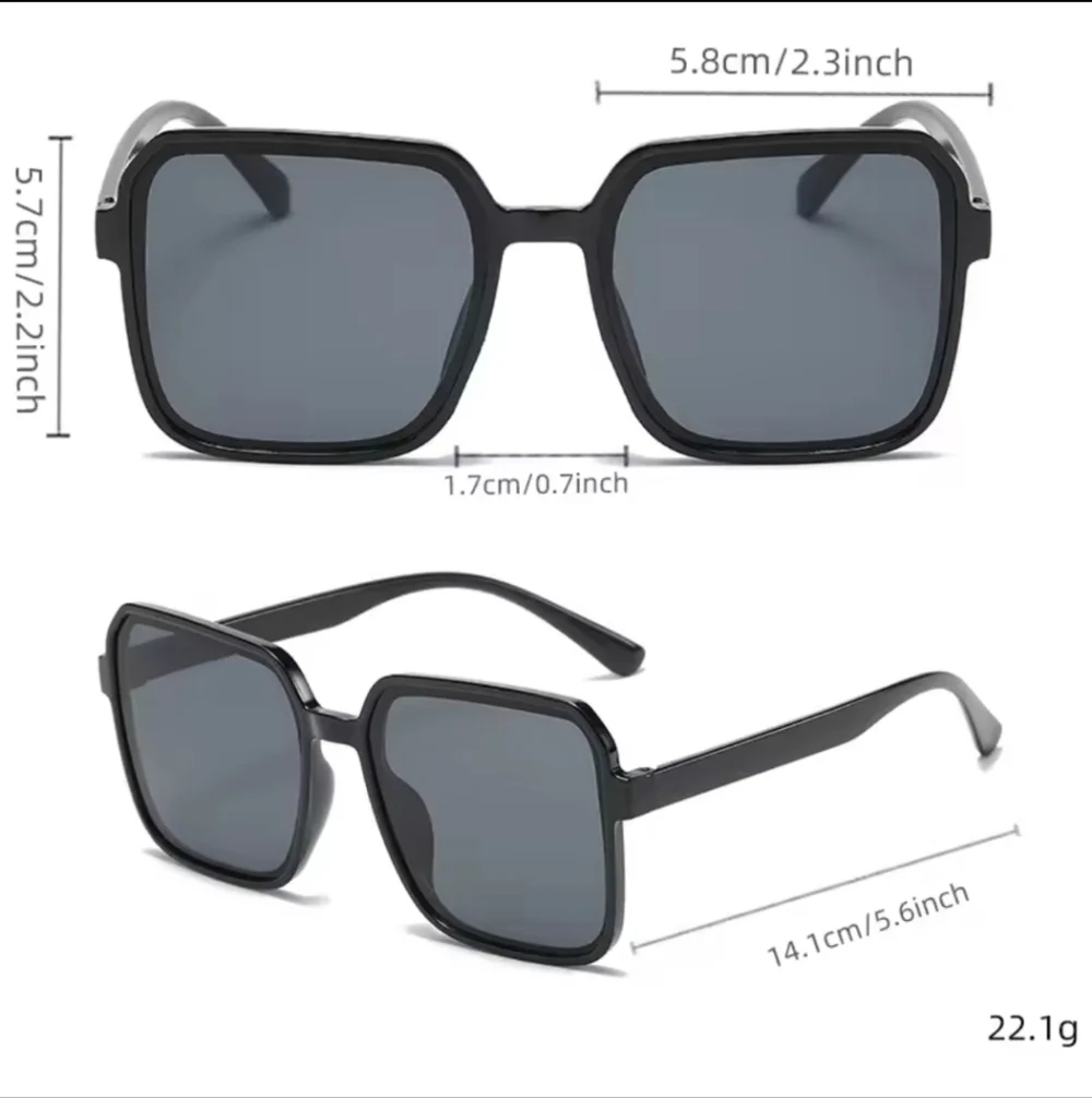 Unisex Chic Black Square Sunglasses